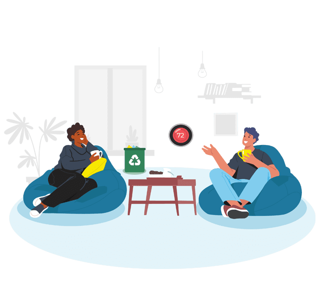 man and woman relaxing and talking at home